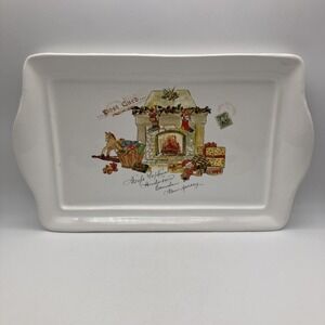 Vintage Valorihome Christmas Stamp Design Platter Made In Italy. Ceramic Toys